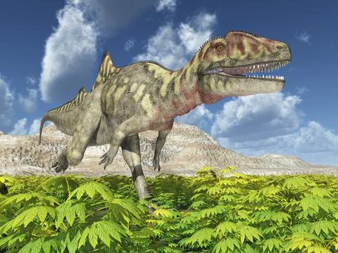 Dinosaur Concavenator in a landscape Stock Illustration