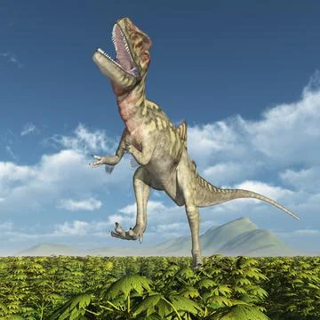Dinosaur Concavenator in a landscape Stock Illustration