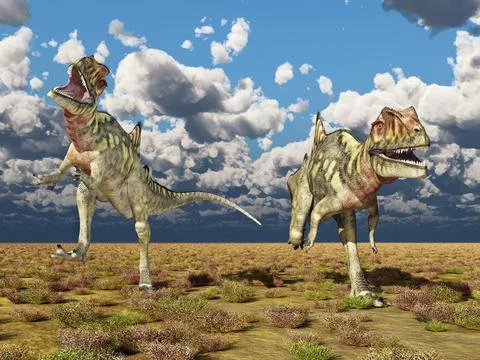 Dinosaur Concavenator in a landscape Stock Illustration