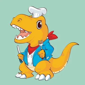 Dinosaur cooking Illustrazione stock