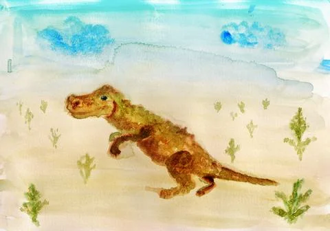 Dinosaur in the desert Stock Illustration