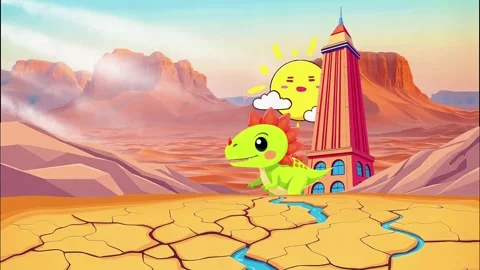 Dinosaur desert with mountain Background Stock Footage 301668275