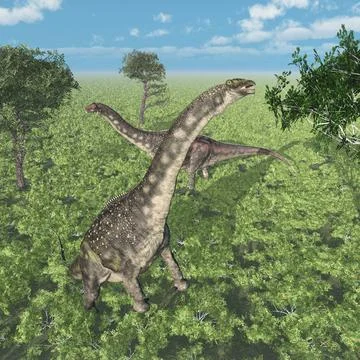 Dinosaur Diamantinasaurus in a landscape Stock Illustration