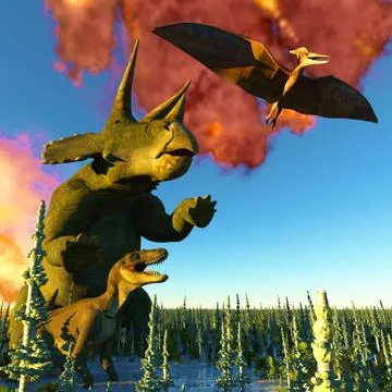 Dinosaur doomsday 3d rendering Illustrazione stock