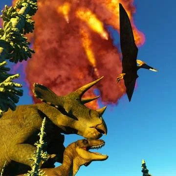 Dinosaur doomsday 3d rendering Stock Illustration