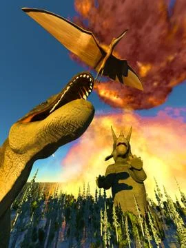 Dinosaur doomsday 3d rendering Stock-Illustration