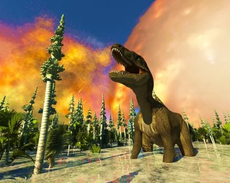 Dinosaur doomsday 3d rendering Stock Illustration