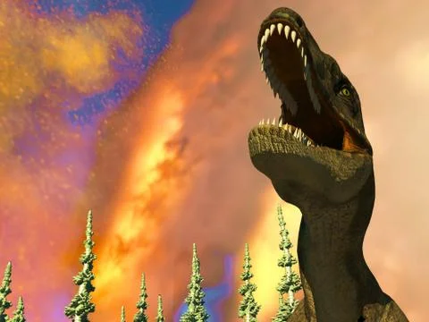 Dinosaur doomsday 3d rendering Stock Illustration