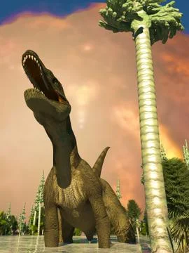 Dinosaur doomsday 3d rendering 库存插图