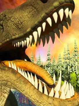 Dinosaur doomsday 3d rendering Stock-Illustration