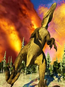 Dinosaur doomsday 3d rendering Stock Illustration