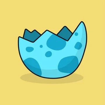 Dinosaur egg. Broken shell. Cartoon vector illustration Stock Illustration