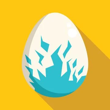 Dinosaur egg hatching with blue shell on yellow background Stock Illustration