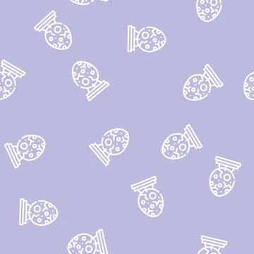 Dinosaur egg museum exhibit line vector seamless pattern Stock Illustration