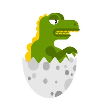 Dinosaur in egg. Small dyno in shell. Cartoon vector illustration 스톡 일러스트