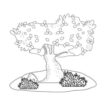 Dinosaur eggs with tree landscape 스톡 일러스트