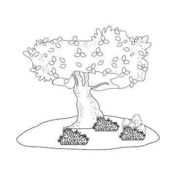 Dinosaur eggs with tree landscape 스톡 일러스트