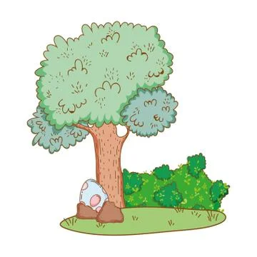 Dinosaur eggs with tree landscape 스톡 일러스트