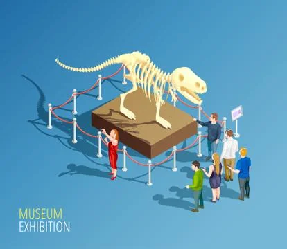 Dinosaur Exhibition Background Composition Illustrazione stock