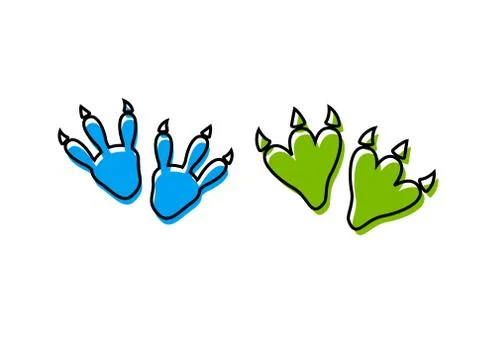 Dinosaur footprint tracks vector set illustration. Dinosaur footprint vector Stock Illustration