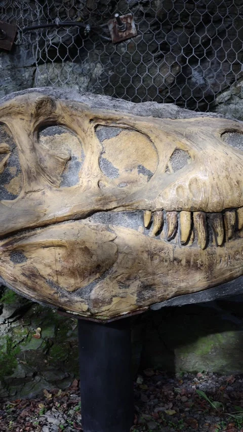 Dinosaur footprints on rocks vertical video Stock Footage 288021528