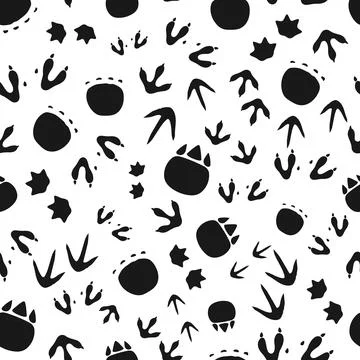 Dinosaur footprints seamless pattern background 스톡 일러스트