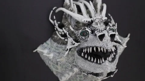 Dinosaur head skeleton closeup Stock Footage 104261035