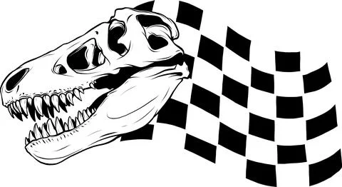 Dinosaur head skeleton hand drawn line art illustration on white background Stock Illustration