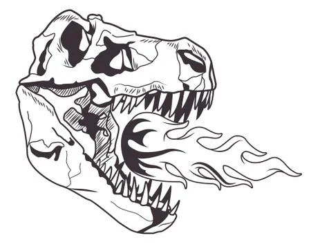 Dinosaur head skeleton spitting fire Stock Illustration