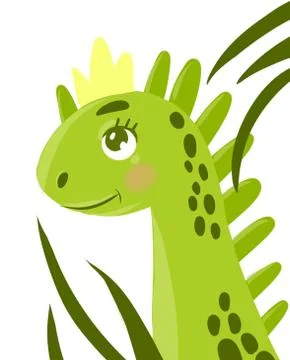 Dinosaur hiding in the leaves. Stock Illustration