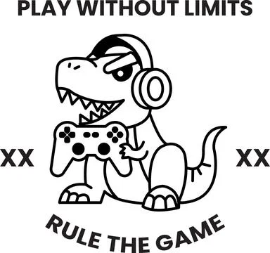 A dinosaur is holding a video game controller Stock Illustration