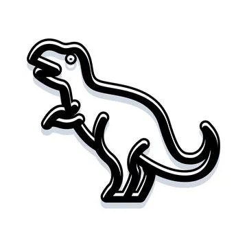 Dinosaur icon character stylized black outline vector Stock Illustration