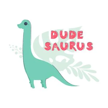 Dinosaur icon diplodocus in flat style for designing dino party, children Stock Illustration