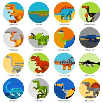 Dinosaur Icons Set 스톡 일러스트