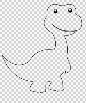 Dinosaur Line Art Standing Side head tail feet black white Illustration