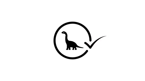 Dinosaur logo animation with circle and check mark element appearing on whi.. Video stock 346497460