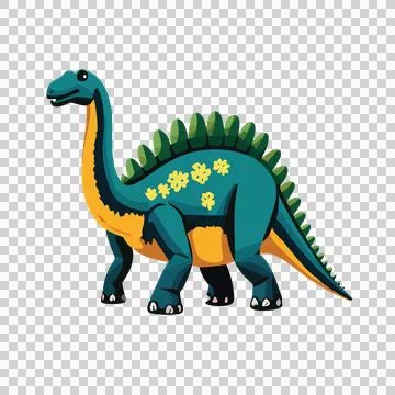 Dinosaur Long Necked Silhouette Side View Standing neck Stock Illustration