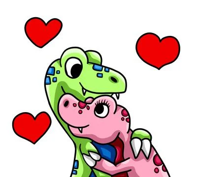 Dinosaur in Love Stock Illustration