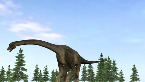 Dinosaur named brachiosaurus on the scene Stock Footage 121844286