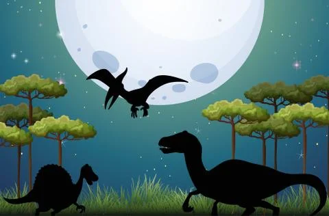 Dinosaur in nature background Stock Illustration