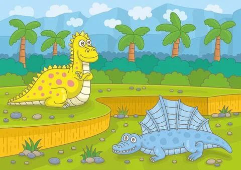Dinosaur in Nature Stock Illustration