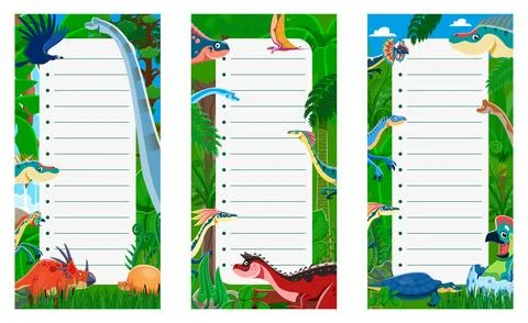 Dinosaur notepad. Vector vibrant dino-themed pages 스톡 일러스트