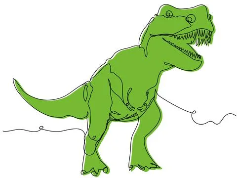 Dinosaur in one line on a white background. Tyrannosaurus rex concept with .. Stock Illustration