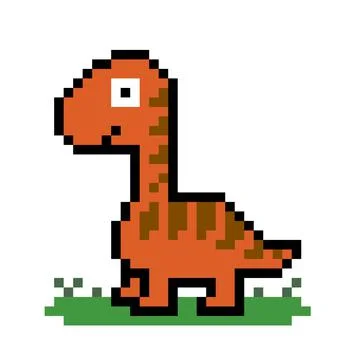 Dinosaur pixel image for 8 bit game assets Illustrazione stock