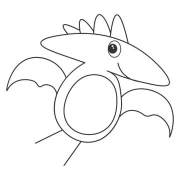 Dinosaur pterodactyl contour Stock Illustration