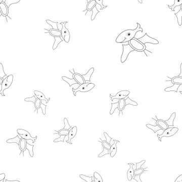 Dinosaur pterodactyl contour seamless pattern Stock Illustration