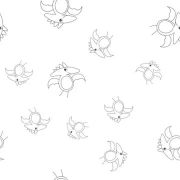 Dinosaur pterodactyl contour seamless pattern Stock Illustration
