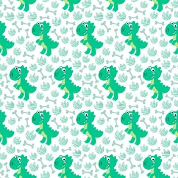 Dinosaur Rex vector seamless pattern. Stock Illustration