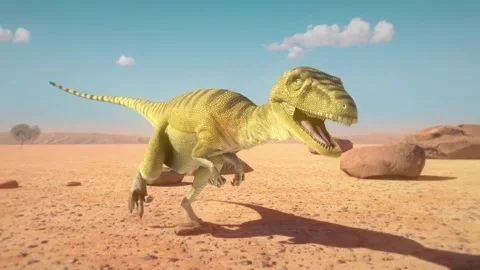 Dinosaur running in desert 3D Animation Video stock 259554642
