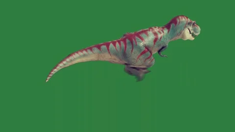 A dinosaur running isolated on green screen background Video stock 336856327